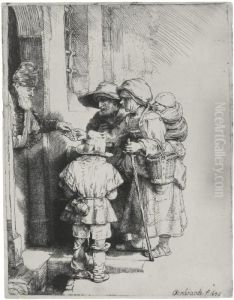 Beggars Receiving Alms At The Door Of A House