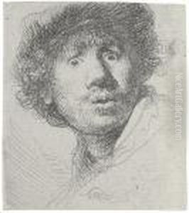 Self Portrait In A Cap, Open-mouthed by Harmenszoon van Rijn Rembrandt