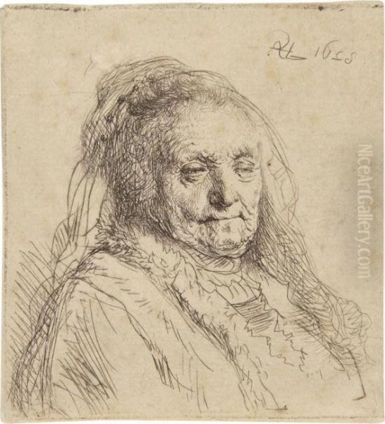 The Artist's Mother, Head And Bust: Three Quarters Right - view 1