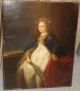 Portrait Of A Young Woman, Possibly Saskia As Flora by Harmenszoon van Rijn Rembrandt