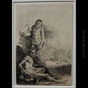 Young Man Seated And Another Standing by Harmenszoon van Rijn Rembrandt