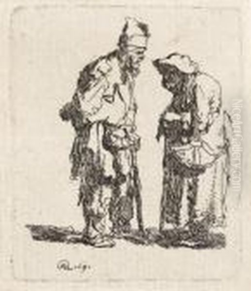 Beggar Men And Woman Conversing - view 1