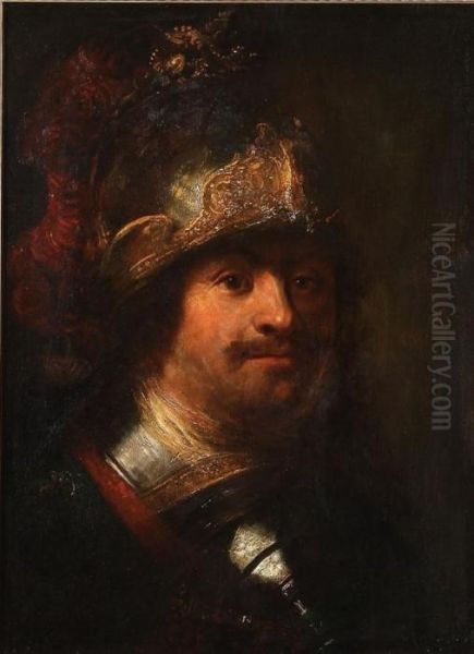 Bust Portrait Of A Soldier Wearing A Helmet And Armor - view 1