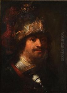 Bust Portrait Of A Soldier Wearing A Helmet And Armor