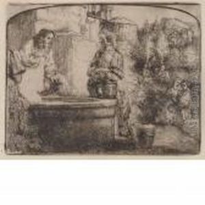 Christ And The Woman Of Samaria by Harmenszoon van Rijn Rembrandt