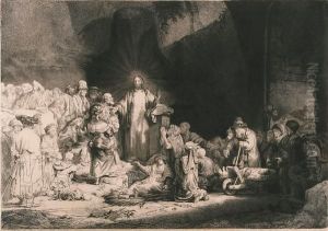 Christ Healing The Sick: 'the Hundred Guilder Print' by Harmenszoon van Rijn Rembrandt