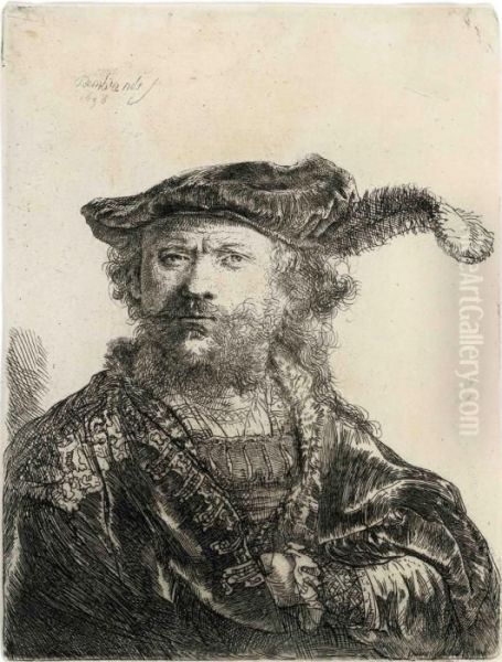 Self-portrait In A Velvet Cap With Plume - view 1