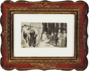 Jews In The Synagogue by Harmenszoon van Rijn Rembrandt