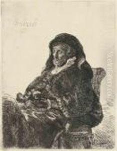 The Artist's Mother In Widow's Dress And Black Gloves by Harmenszoon van Rijn Rembrandt
