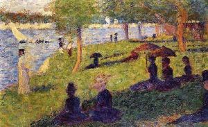 Woman Fishing and Seated Figures