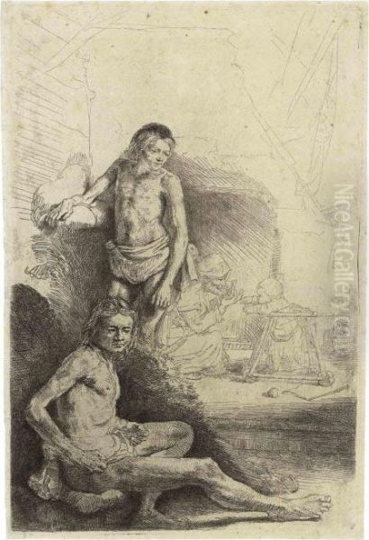 A Nude Man Seated And Another Standing - view 1