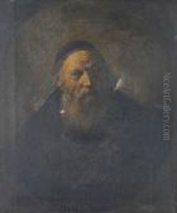 Portrait Of A Rabbi In A Painted Oval by Harmenszoon van Rijn Rembrandt