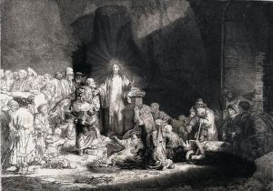 Christus Heilt Die Kranken (hundertguldenblatt) by Harmenszoon van Rijn Rembrandt