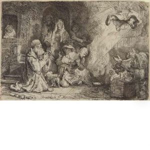 The Angel Departing From The Family Tobias by Harmenszoon van Rijn Rembrandt