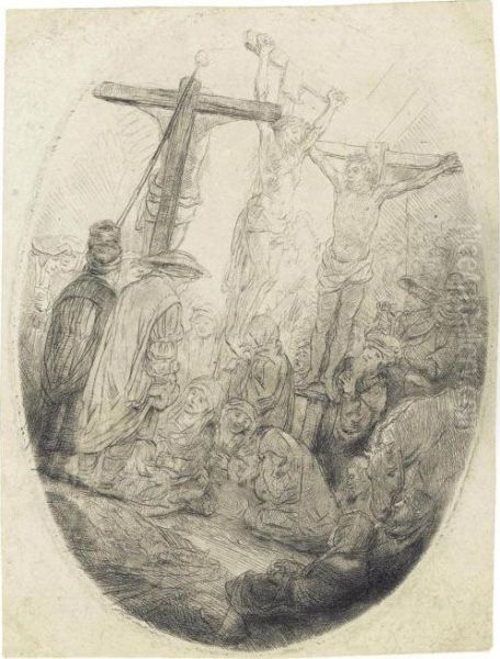 Christ Crucified Between The Two Thieves: Oval Plate - view 1