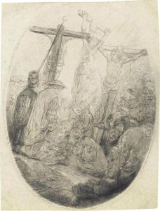 Christ Crucified Between The Two Thieves: Oval Plate by Harmenszoon van Rijn Rembrandt