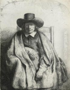 Self Portrait Drawing At A Window by Harmenszoon van Rijn Rembrandt