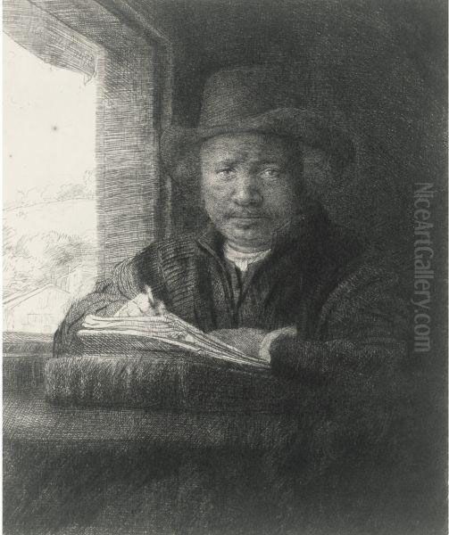 Self-portrait Drawing At A Window - view 1