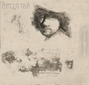 Sheet Of Studies: Head Of The Artist, A Beggar Couple,heads Of An Old Man by Harmenszoon van Rijn Rembrandt