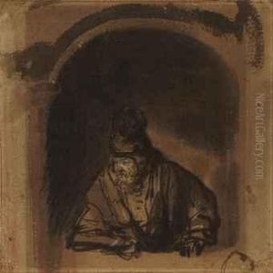 A Bearded Old Man Leaning On A Window Sill by Harmenszoon van Rijn Rembrandt