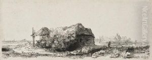 Landscape With A Cottage And Haybarn by Harmenszoon van Rijn Rembrandt
