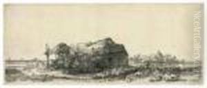 Landscape With A Cottage And Hay Barn: Oblong by Harmenszoon van Rijn Rembrandt