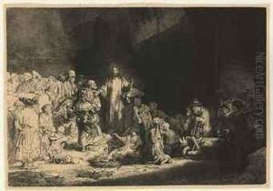 Christ Healing The Sick: The Hundred Guilder Print by Harmenszoon van Rijn Rembrandt