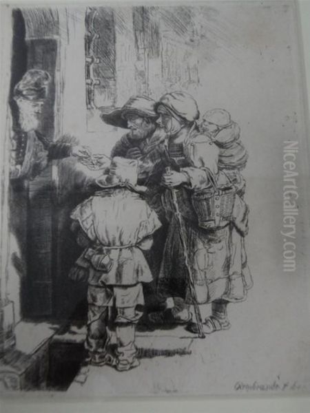 Beggars Receiving Alms At The Door Of A House - view 1