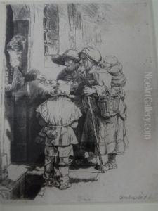 Beggars Receiving Alms At The Door Of A House