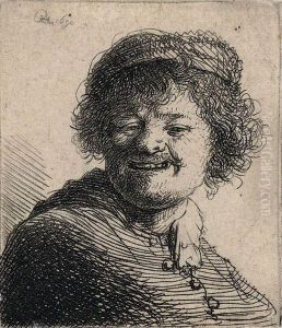 Self Portrait In A Cap, Laughing by Harmenszoon van Rijn Rembrandt