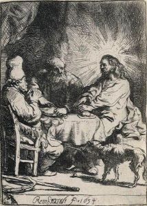 Christ At Emmaus: The Smaller Plate by Harmenszoon van Rijn Rembrandt