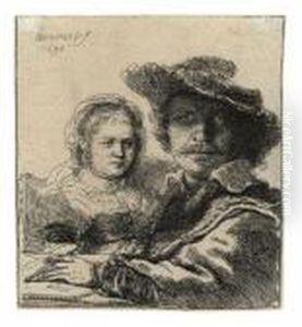 Self-portrait With Saskia by Harmenszoon van Rijn Rembrandt