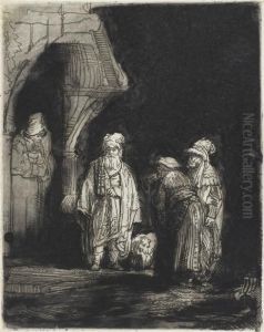 Three Oriental Figures by Harmenszoon van Rijn Rembrandt