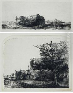 "landschaft Mit Gehoft" Und "dorfweg" by Harmenszoon van Rijn Rembrandt