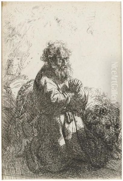 Saint Jerome Kneeling In Prayer, Looking Down - view 1