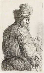 An Old Man Seen From Behind, Profile To Right: Half-figure by Harmenszoon van Rijn Rembrandt