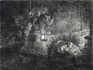 Adoration Of The Shepherds : A Night Piece by Harmenszoon van Rijn Rembrandt