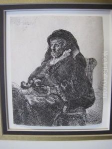 The Artist's Mother Seated, In A Widow's Dress And Black Gloves by Harmenszoon van Rijn Rembrandt