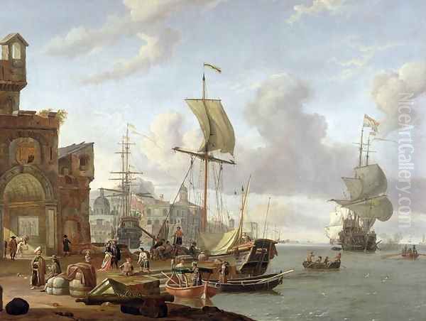 A capriccio Mediterranean harbour scene, 1678 - view 1
