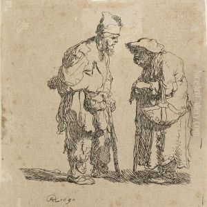 Beggar Man And Woman Conversing by Harmenszoon van Rijn Rembrandt