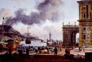 A Mediterranean Harbour Scene by Abraham Storck