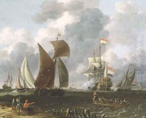 A Battle Offshore by Abraham Storck