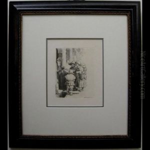 Beggars Receiving Alms At A Door by Harmenszoon van Rijn Rembrandt