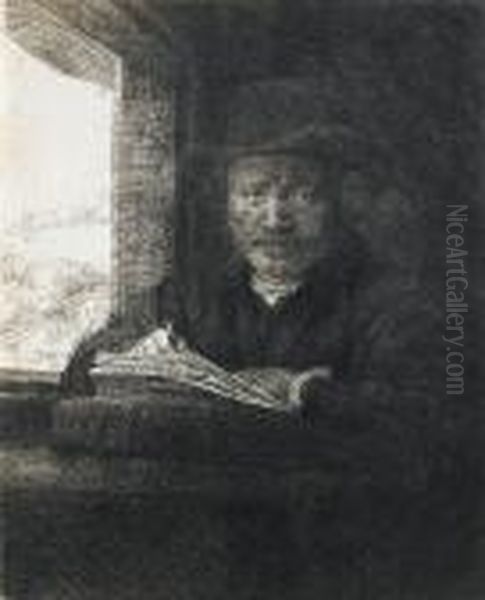 Self Portrait Drawing At A Window - view 1