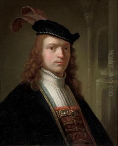 Portrait Of A Gentleman, Half-length, In A Black Robe And Plumed Cap