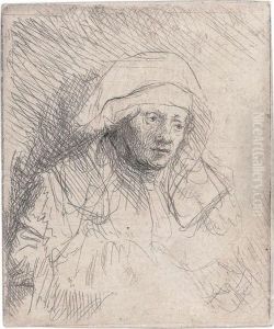 A Sick Woman With A Large White Headdress by Harmenszoon van Rijn Rembrandt