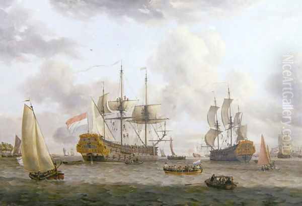 Dutch Shipping Scene in a Wide Estuary - view 1