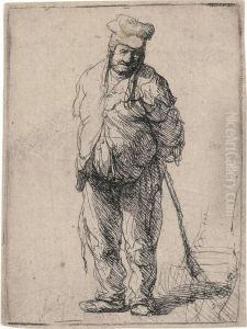 A Ragged Peasant With His Hands Behind Him by Harmenszoon van Rijn Rembrandt