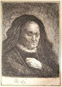 The Artist's Mother With Her Hand On Her Chest by Harmenszoon van Rijn Rembrandt