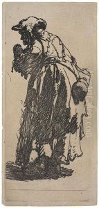 Old Beggar Woman With A Gourd.